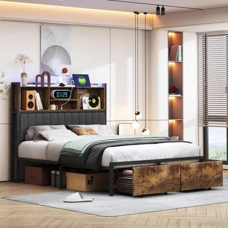 Tapecirani krevet Brown 09 ADFUNIT 180 x 200 cm s LED uzglavljem i USB priključkom