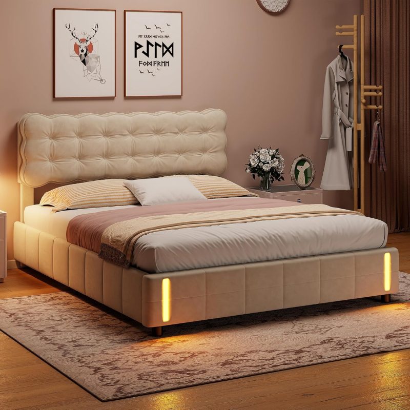 Tapecirani krevet 140 x 200 cm s LED-om i senzorom