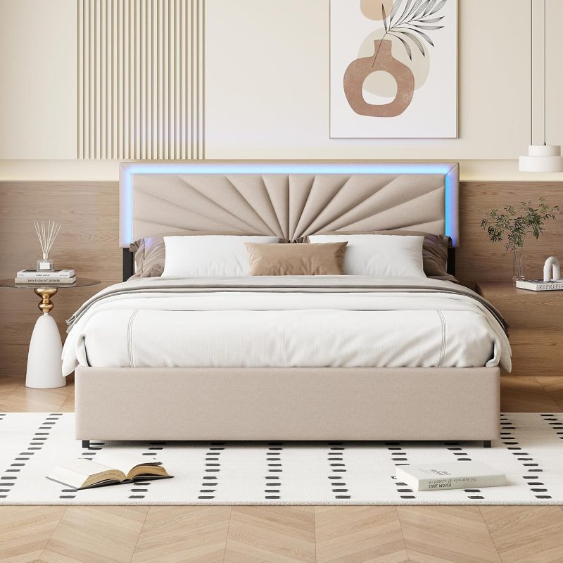 ADFUNITT Tapecirani krevet 160 x 200 cm s LED uzglavljem