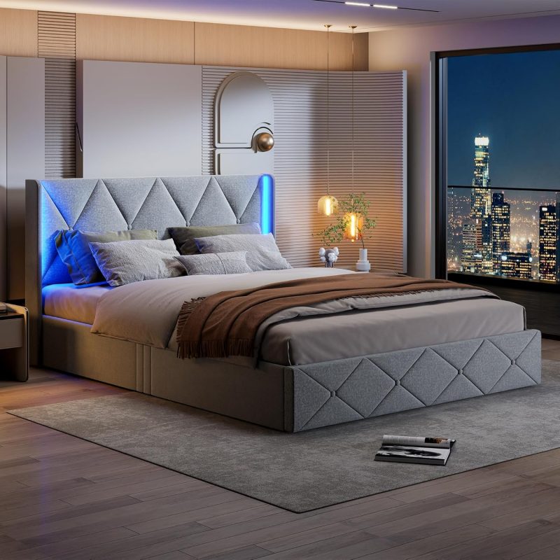 Tapecirani krevet ADFUNITT 140 x 200 cm s LED uzglavljem