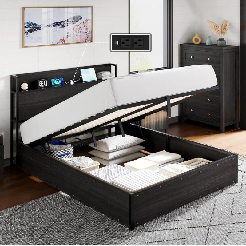 LUXOAK Oak black krevet 140 x 200 cm