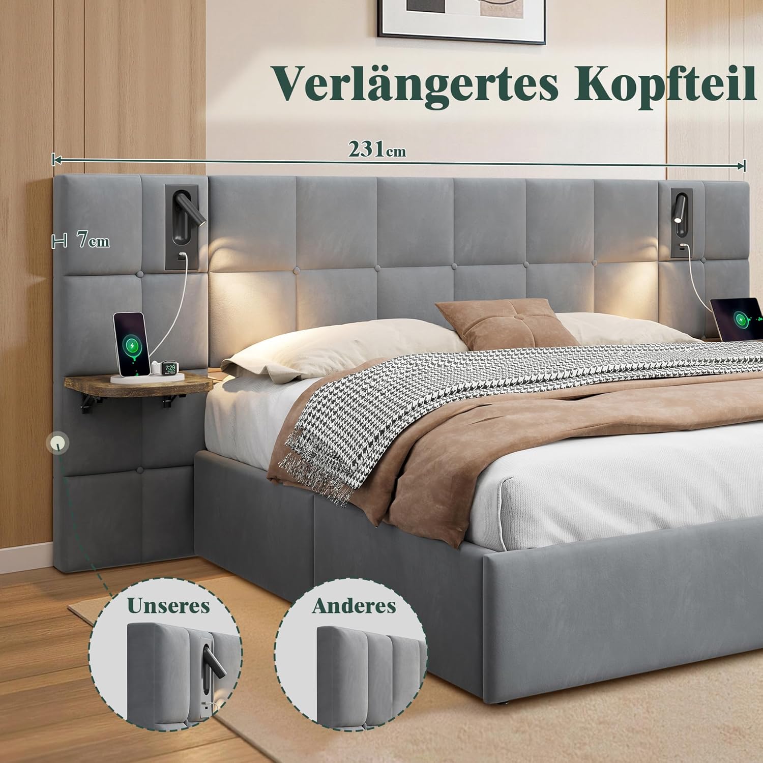 LUXOAK krevet 160 x 200 cm s prostorom za pohranu - Slika 6