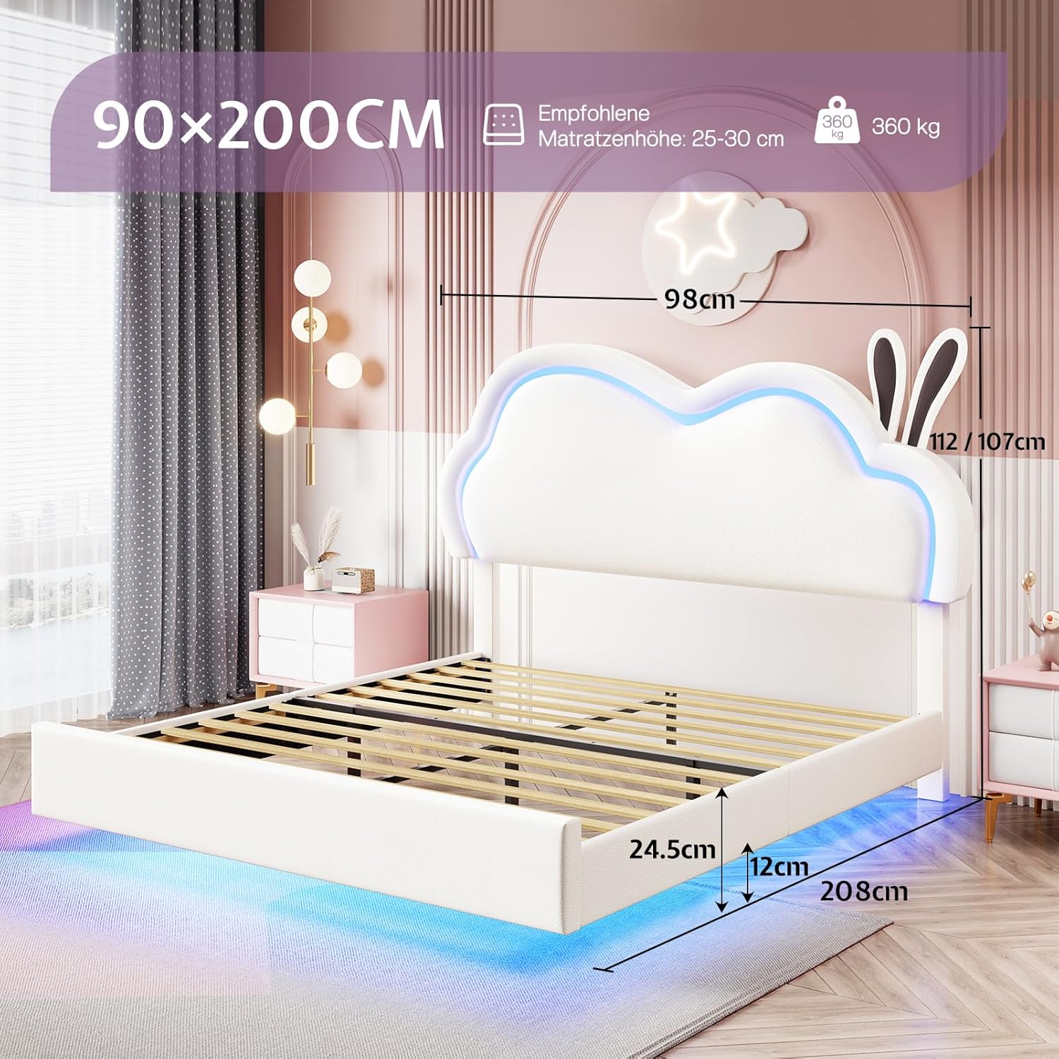 LUXOAK White dječji krevet 90 x 200 cm - Slika 6