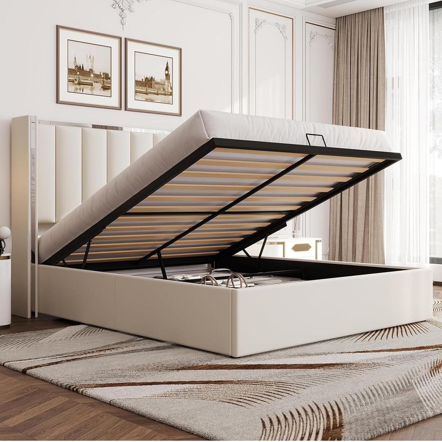 LUXOAK tapecirani krevet 160 x 200 cm s prostorom za odlaganje - Slika 5