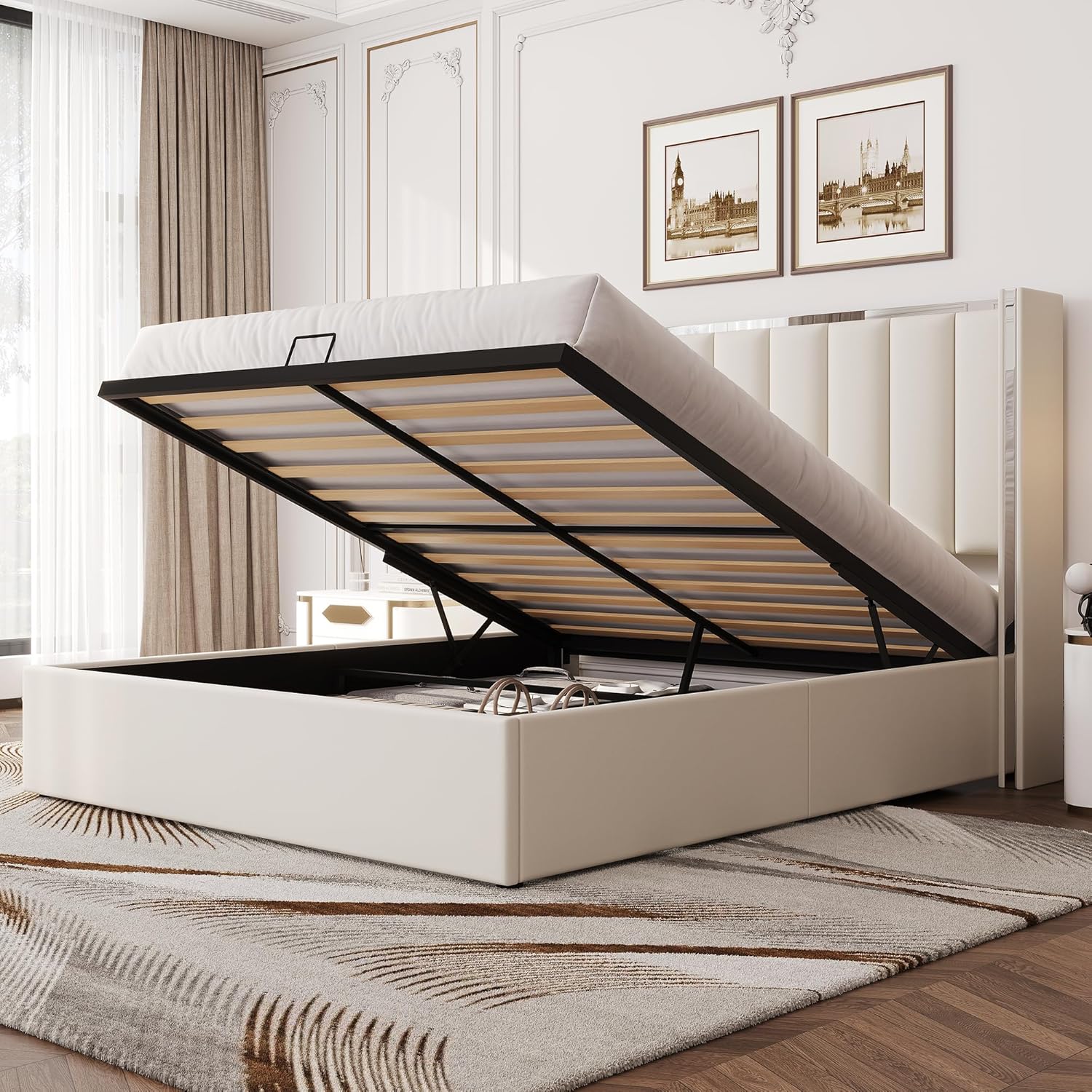 LUXOAK tapecirani krevet 160 x 200 cm s prostorom za odlaganje - Slika 2